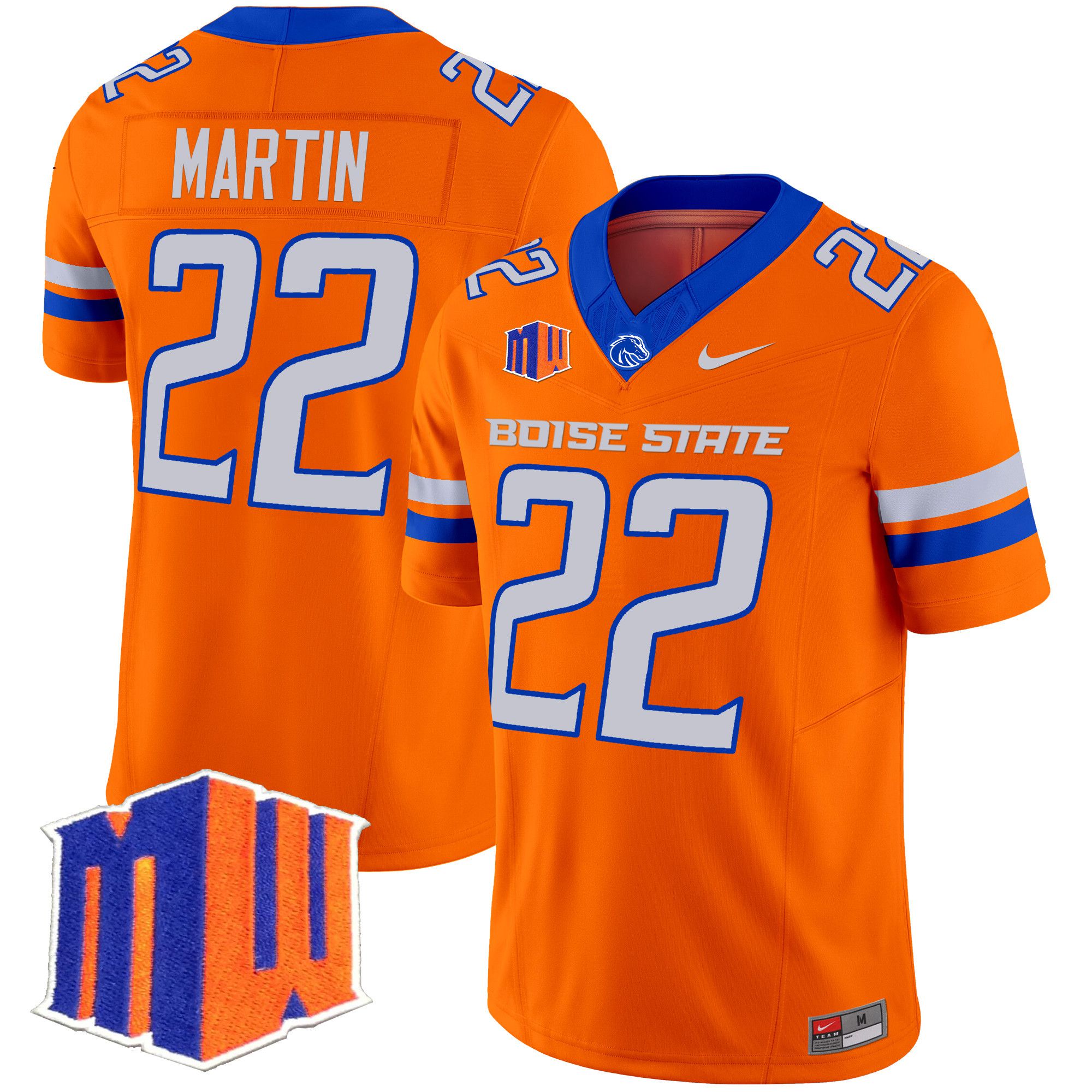 Men Boise State Broncos #22 Martin Orange Nike 2024 Vapor Limited NCAA Jersey style 1